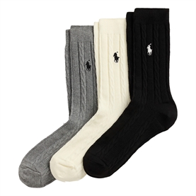  Polo Ralph Lauren Cable-Knit Crew Strømper 3 Pack